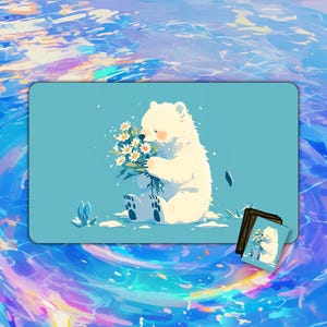 Tapete de juego/alfombrilla de escritorio y alfombrilla de ratón con diseño de oso Snowy Daisy