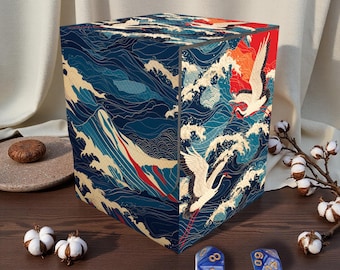 Deck Box, Ukiyo-e Crane Waves, 75+ Storage Collectible Deck Boxes