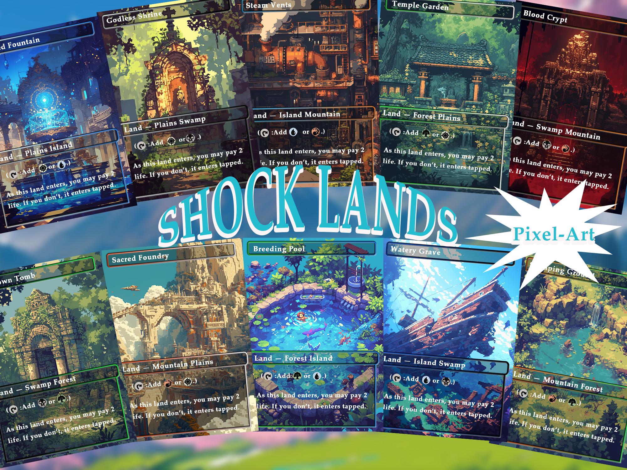 Land Pack (50+ Cards) Pixel-art Lands Set of 50 Unique Borderless