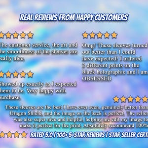 May include: Image displaying customer reviews against a blue and white backdrop. Text includes "Real Reviews From Happy Customers" and customer feedback with 5-star ratings. The reviews highlight product quality and excellent customer service.