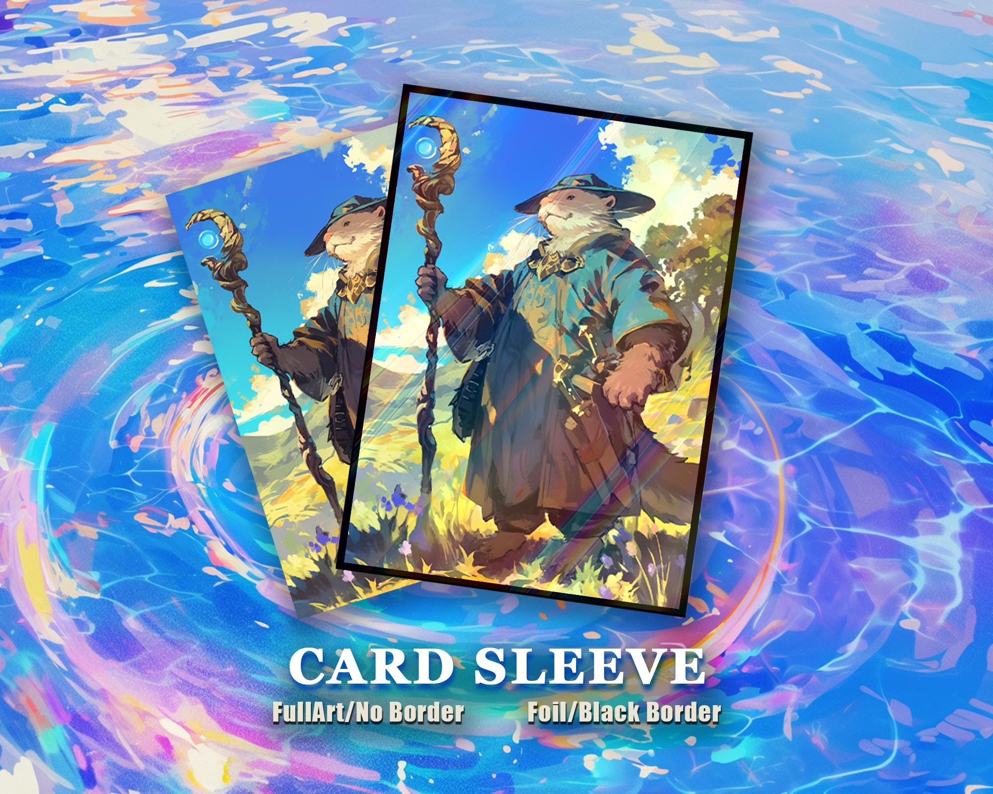 MTG Card Sleeves: Otter Wizard Staff Adventure Art High Quality