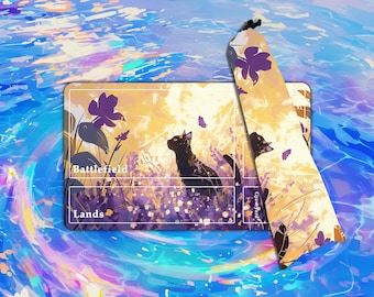 TCGプレイマット | 猫と蝶のプレイマット | 24インチ×14インチ | MTG