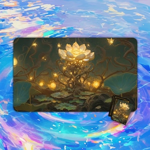 Tapis de jeu lumineux Lotus Bloom | de bureau et tapis de souris | Tapis de jeu