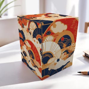 Oriental Floral Design Deck Box, 150 Storage Collectible Deck Boxes, Custom Leather Deck Boxes