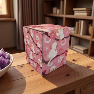 Cherry Blossom Monkeys Deck Box, 200 Storage Collectible Deck Boxes, Custom Leather Deck Boxes