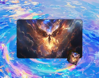 TCG Playmat |  Radiant Winged Figure Playmat |  24"x14" | Playmat | Custom Playmat