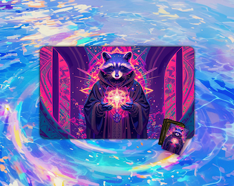 TCG Playmat | Raccoon with Magical Sigil Playmat |  24"x14" | MTG Playmat | Custom Playmat