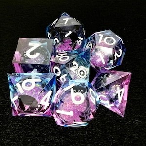 Cat Galaxy Liquid Core D&D Würfelset - Resin Polyeder für Rollenspiele, MTG Würfel, Würfelset