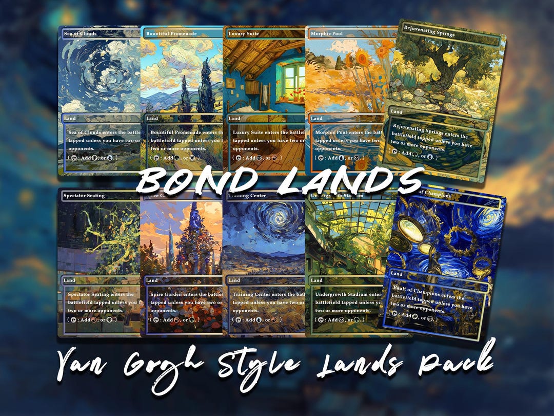 10 Van Gogh Style Bond Lands, Proxy Lands Custom Magic Cards, Proxy ...