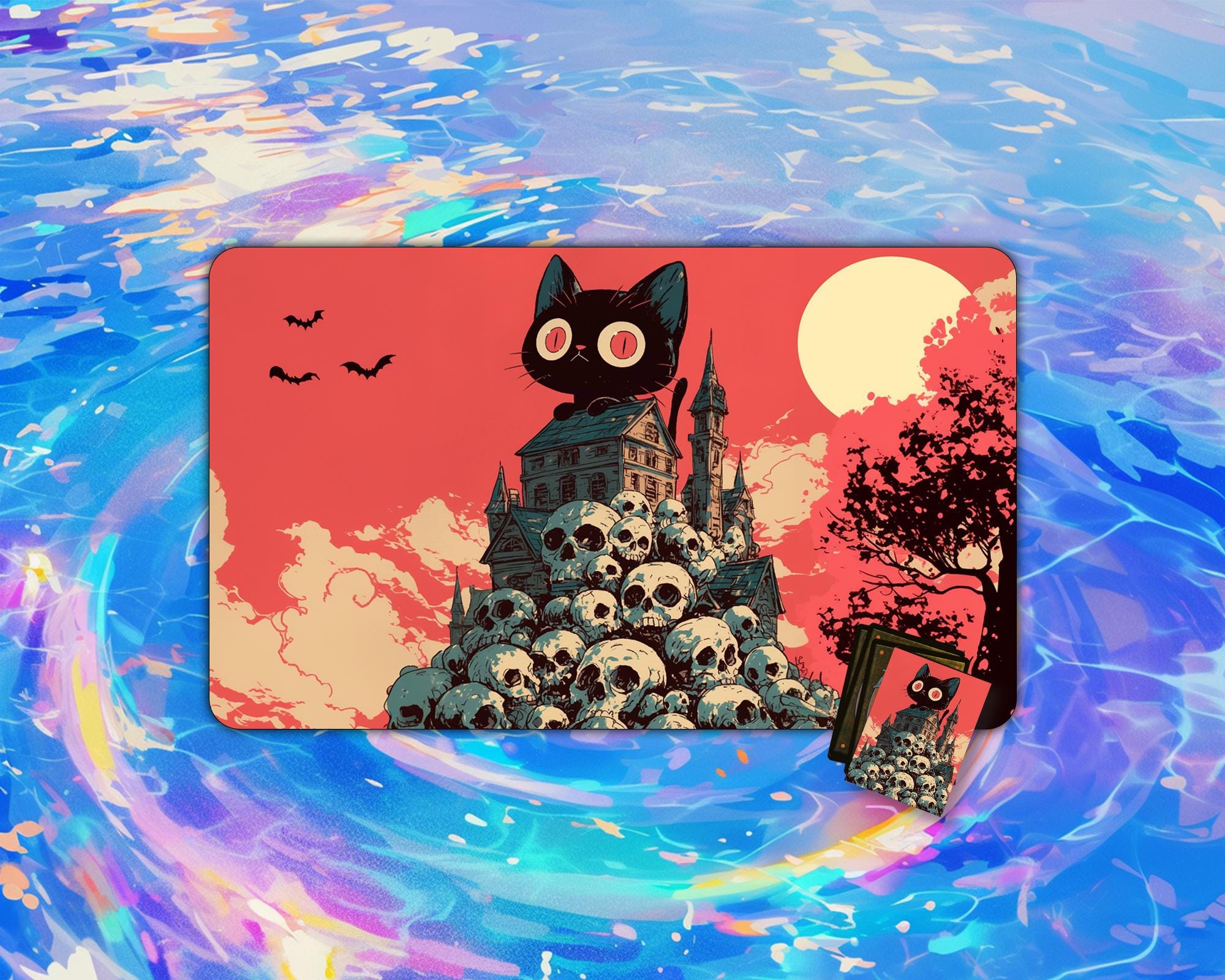 TCG Playmat | Cat on Skull Pile Playmat | 24