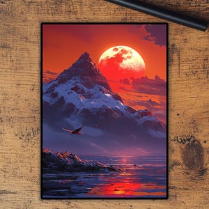 Pochettes pour cartes : pochettes Mountain of the Blood Moon de haute qualité, adaptées à tous les tcg, feuille/holo de haute qualité