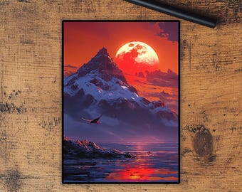 Card Sleeves: Mountain of the Blood Moon Top Quality Sleeves, Suitable for all tcgs High Quality Foil/Holo