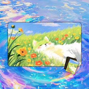 TCG Playmat |  Flower Field Pup Playmat | MTG Accessory | Playmat | Custom Playmat