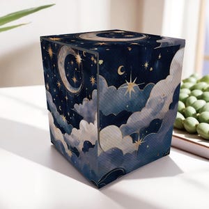 Caja de mazo celestial azul y dorada - Estilo anime, 200 cajas de almacenamiento coleccionables, cajas de mazo de cuero personalizadas