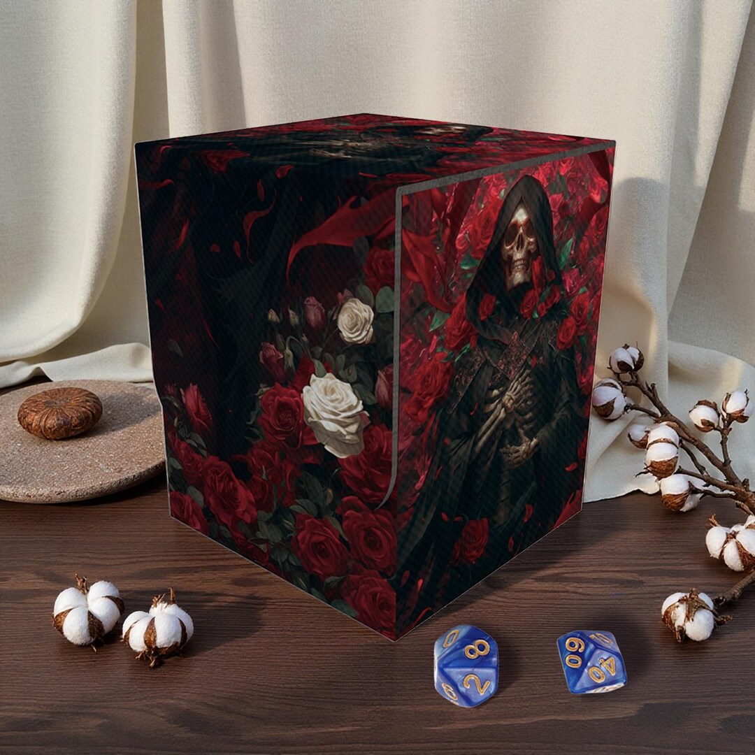 Skull Box With Roses Deck Box, Skull in Rose Garden, 75+ Storage Collectible Deck Boxes ...
