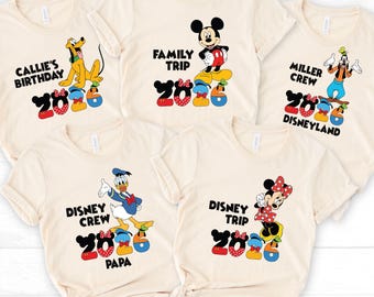 Camisetas personalizadas de Disney Group, camisetas Disney 2026, camisetas con nombre personalizado de personajes Disney, viaje familiar a Disney 2026, viaje a Disney 2026, camiseta Disney