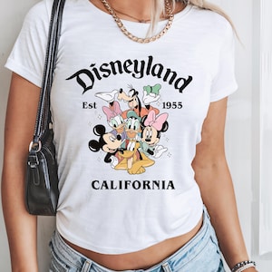 Retro Disneyland California Shirt, Disneyland Est 1955 Shirt, Disney Vacation Shirt, Mickey And Friends Shirt, Disney Crop Top, Baby Tee