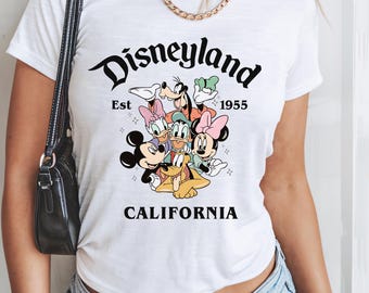 Retro Disneyland California Shirt, Disneyland Est 1955 Shirt, Disney Vacation Shirt, Mickey And Friends Shirt, Disney Crop Top, Baby Tee