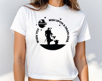 When You Wish Upon A Death Star, Force With You, Star Wars Shirts, Disney Shirt, Star Wars baby Tee, Grogu, Mandolorian, Disney Trip