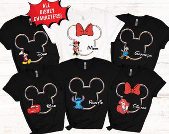 Anpassade namn och karaktär Disney Trip T-shirts, skiss Musse Pigg
