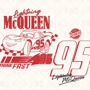 Lightning Mcqueen Png, Retro Cars Png, Mcqueen 95, Distressed Lightning McQueen Png, Cars Sublimation Design, Digital File, Instant Download