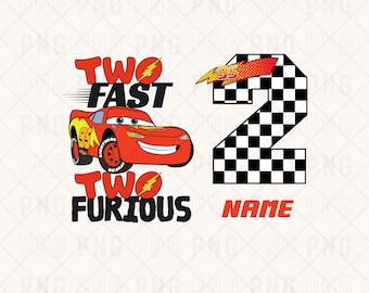 Two Fast Two Furious, Cars, Lightning Mcqueen, 2nd Birthday Shirt