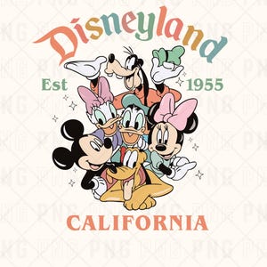 Retro Disneyland California PNG, Disneyland Est 1955 PNG, Mickey And Friends PNG, Disneyland png, cute disney png, disney shirts, disney png