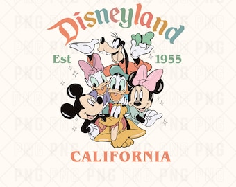 Retro Disneyland California PNG, Disneyland Est 1955 PNG, Mickey And Friends PNG, Disneyland png, cute disney png, disney shirts, disney png