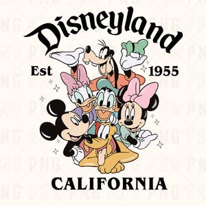 Retro Disneyland California PNG, Disneyland Est 1955 PNG, Mickey And Friends PNG, Disneyland png, cute disney png, disney shirts, disney png