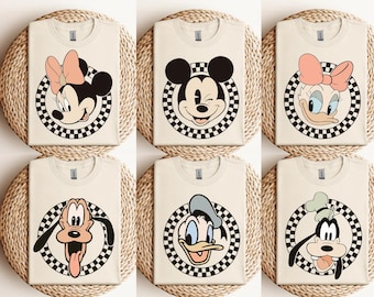 Retro Mickey Minnie Shirts, Retro Disney Trip Shirt, Retro Mickey and Friends Shirt, Checkered Mickey Shirt, Disney Family Vacation Shirt