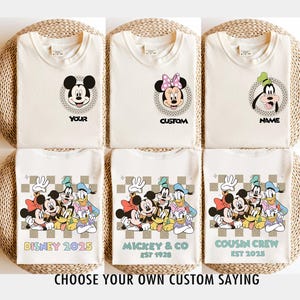 ディズニーシャツのカスタムネーム、ミッキーグループシャツ、ディズニーバケーションシャツ、ファミリーお揃い旅行Tシャツ、ディズニーシャツ、ミッキー＆カンパニー、ディズニーセーター