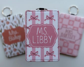 Personalized ID Badge Holder, PU Leather Lanyard Accessory