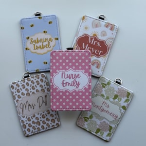 Personalized ID Badge Holder, PU Leather Lanyard Accessory