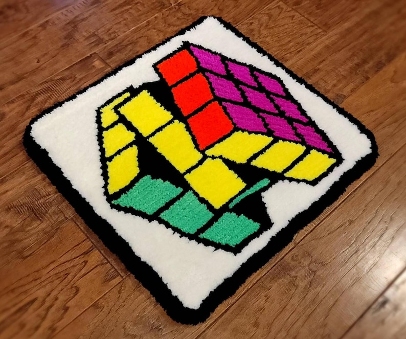 Rubik's Cube Handmade Tufted Rug - Etsy
