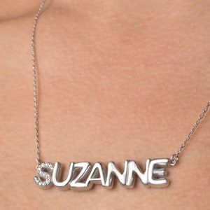 Pave Script Name Necklace by SidR Silver • Personalized Diamond Necklace in Twist Chain • Perfect Gift for Her • SS0005