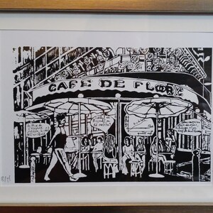 Serigraphie originale sur le café de flore (Paris 6)