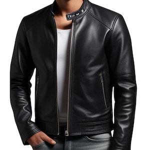 veste en cuir pour hommes, veste en cuir pour hommes, cuir extra souple, veste de motard, motard personnalisé, veste en cuir des années 90, veste noire pour hommes