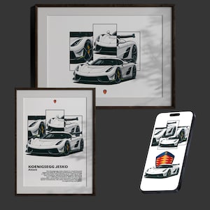 Koenigsegg Jesko Hypercar Poster Digital Download | Swedish Exotic Car Printable Wall Art | Rare Supercar Gift, Garage Decor