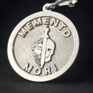 Personalized Memento Mori Pendant,Dainty Amor Fati Jewelry,Skull Coin Pendant, Stoic Silver Necklace, Memento Mori Amor Fati Silver Neckace