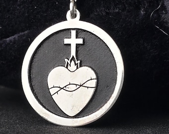 Heart Cross Silver Pendant Necklace - Handcrafted, Handmade Jewelry for, Christian Faith Gift