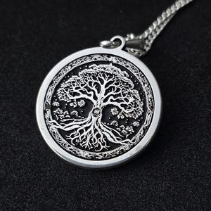Zilveren Yggdrasil-ketting, Viking-ketting, Keltische levensboomhanger, Noorse mythologie wereldboom, lasergesneden staal, Viking-sieraden