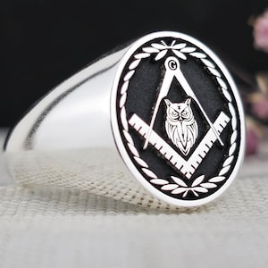 Masonic Owl Ring: Freemason Symbol Jewelry