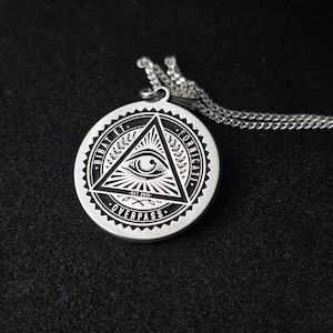 Allsehendes Auge der Vorsehung,Illuminati Medaillon Halskette,Auge des Horus,ägyptischer Anhänger,Evil Eye,Stoische Halskette,Geschenk für Ihn, Geschenk