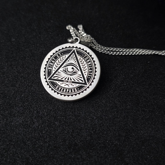 Silver All Seeing Eye Necklace: Illuminati Medallion, Eye of Horus