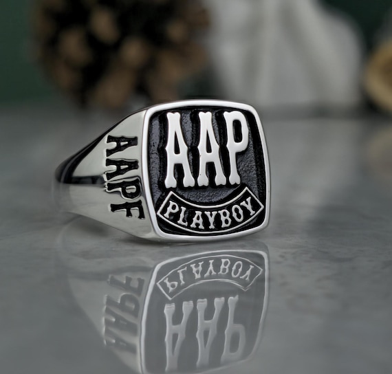 Personalized Silver Biker Ring | FAAP AHD Playboy Signet | Handmade Biker Ring Gift for Men