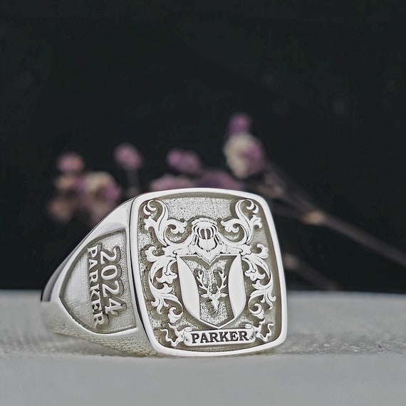 Custom Family Crest Ring: Personalized Sterling Silver & Gold