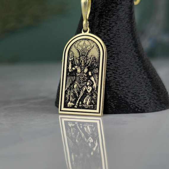 Baphomet Pendant Necklace • Gold Plated 925 Sterling Silver Occult Jewelry • Esoteric Symbol Necklace for Men & Women