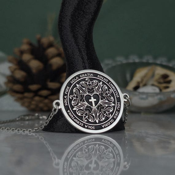 Sola Bracelet 925 Sterling Silver • Luther Rose Symbol Bracelet • Five Solas Reformation Jewelry • Christian Faith Gift for Him or Her