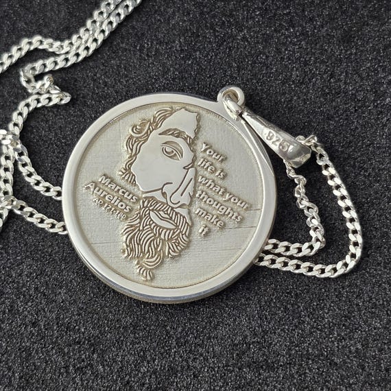 Personalized Marcus Aurelius Silver Pendant Necklace - Roman Emperor Gift