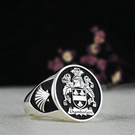 Custom Family Crest Ring: Personalized Sterling Silver & Gold